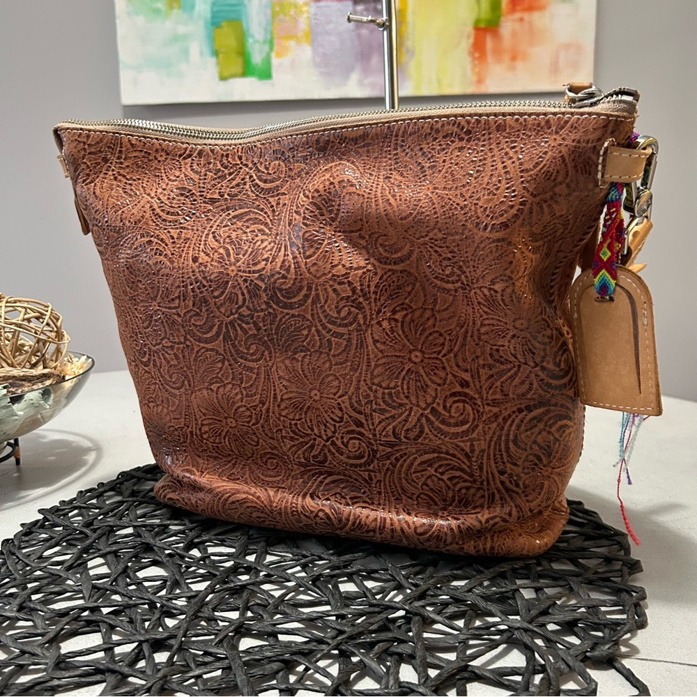 Consuela Sally Leather Tooled Hobo Bag - 2 Straps Included - Picture 9 of 16